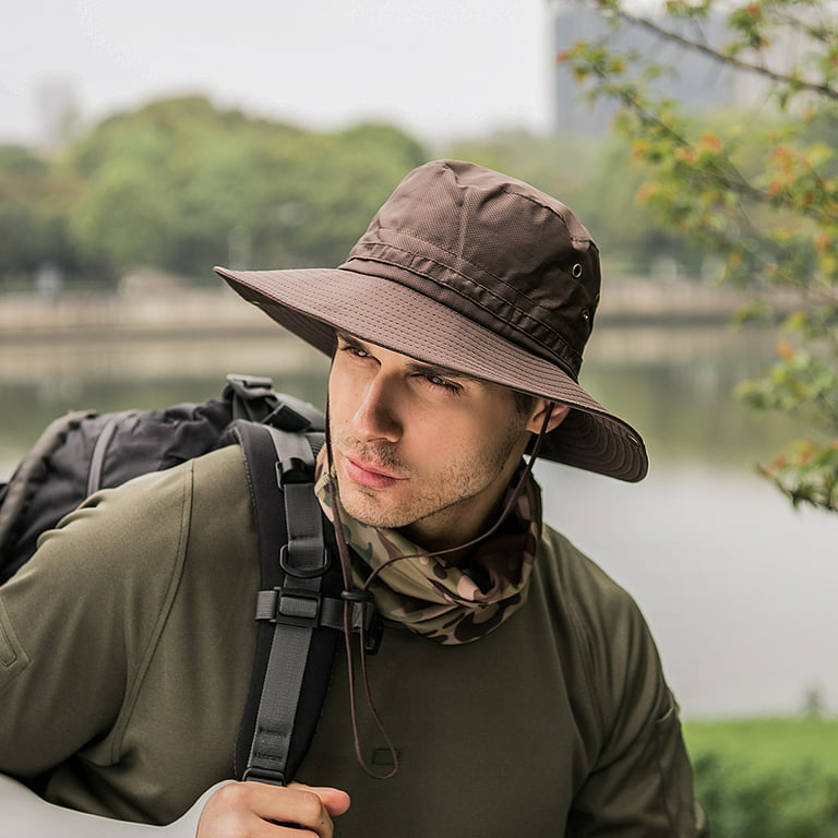 Jiayi Wide Brim Sun Hat for Men Outdoor Sun Protection Boonie Summer Hat  for Safari Hiking Fishing Cycling 