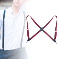 thumbnail image 2 of yuksok Men Women Suspenders x Shaped Adjustable with Clips for Party Choirs Wedding Burgundy, 2 of 9