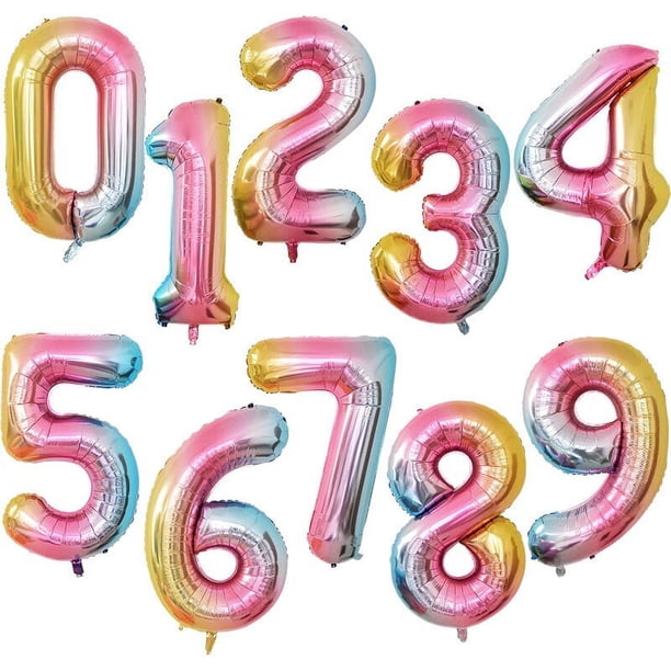Globos de aluminio con números para niños y adultos, globo de helio con figuras de Números de Oro rosa y plata, decoración de cumpleaños y boda, suministros para fiestas, 32/40 pulgadas