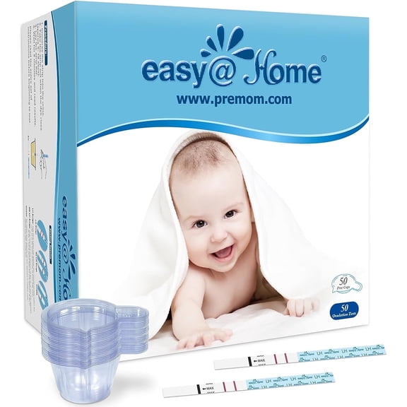 Easy@Home 50 Ovulation Test Strips with 50 Cups, New