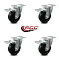 thumbnail image 2 of 4 Inch Soft Rubber Swivel Top Plate Caster Set with Total Lock Brake SCC, 2 of 2