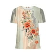 thumbnail image 5 of Youyipin Womens Tops Spring Fashion Womens Dressy Tops Casual Short Sleeve Flower Print Round Neck Pullover Top Blouse Spring Tops For Women 2025, 5 of 5