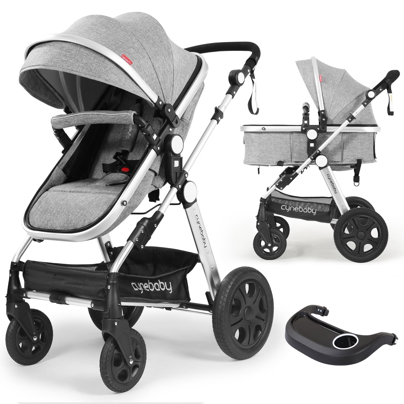 Allis 2 in1 Baby Pram Pushchair Stroller Buggy Carry Cot Travel System Grey 