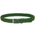 thumbnail image 3 of Falari Men's Braided Belt 100% Genuine Leather Stainless Steel Buckle 35mm ( Green - Small), 3 of 4