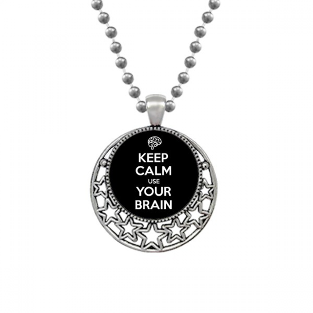 Citar a mantener la calma, usa tu cerebro negro Collares Colgante Retro Moon Stars Jewelry Unbranded M