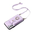 thumbnail image 2 of Compatible with Samsung Galaxy S22 Wallet Case, PU Leather Case with Card Holder, 360° Rotation Ring Kickstand, Shoulder Strap, Magnetic Snap Protective Case Designed for S22, Purple, 2 of 7