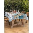 thumbnail image 2 of Blue Beach Coastal Outdoor Tablecloth - 54x80 Inch Rectangle Dining Table Cover, Nautical Shell Starfish Coral Summer Waterproof Outdoor Table Cloth with Umbrella Hole & Zipper for Picnic/Patio/Party, 2 of 7
