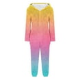 thumbnail image 6 of Miluxas Women Plush Hooded Jumpsuit Fuzzy Pajamas Gradient Color Long Sleeve Zipper Cute Winter Warm Onesie Rompers Hot Pink XL(XL), 6 of 6