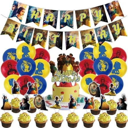 32 Pcs For  Snow Princess Theme Birthday Party Decorations,With 1 Happy Birthday Banner Garland,13 Cupcake Toppers,18 Balloons for Party Decorations