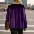 thumbnail image 7 of TTUHYWXI Women's Satin Silky Cowl Neck Drape Ruched Front Long Sleeve Blouse Shirt Top (Purple, 3XL), 7 of 7