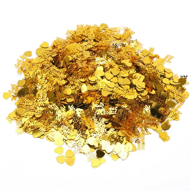 Confettis en Forme de Cœur Juste Mariés, Décoration de Mariage 100g, Matériau PVC