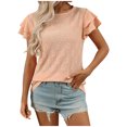 thumbnail image 2 of iHengLiXing Plus Size Spring Tops for Women 2025 Dressy Casual Women's Fashion Summer Solid Color Round-Neck Short Sleeve Blouses Orange M, 2 of 8