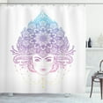 thumbnail image 1 of Diva Shower Curtain, Tribal Fusion Boho Diva Wearing a Crown Ornamented with Lotus Flower, Fabric Bathroom Set with Hooks, 69W X 70L Inches, Fuchsia Purple Blue Yellow, by Ambesonne, 1 of 3