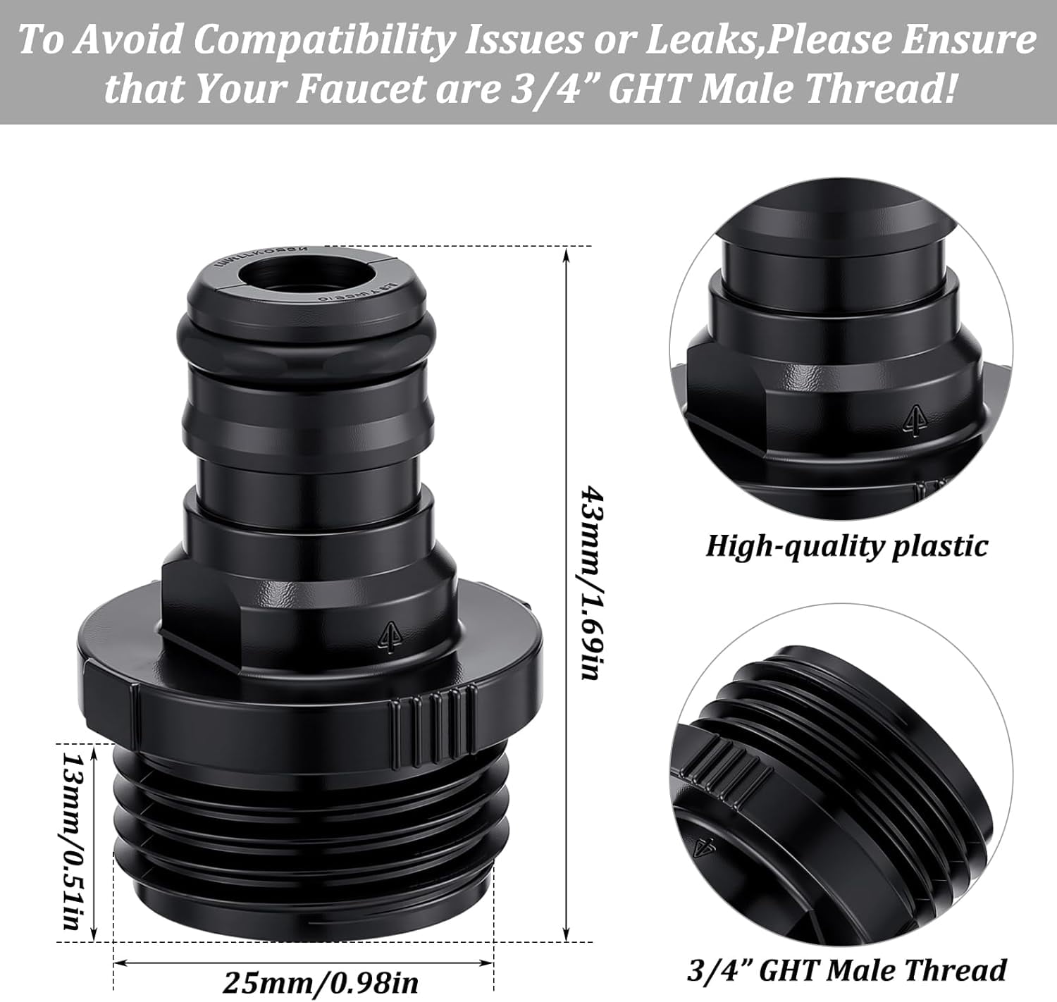 MKEUDQ-20 Pack Plastic Garden Hose Connector Water Hose Thread Fitting Adapter Fittings Standard 3/4'' Thread Quick Connect Adapters for Gardening