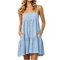 thumbnail image 2 of Snorda Women's Striped Dress Summer Round Neck Sleeveless Striped Solid Color Casual Dress Flowy Sundress Ideal for Daily Wear Beach Vacation & Party, 2 of 7