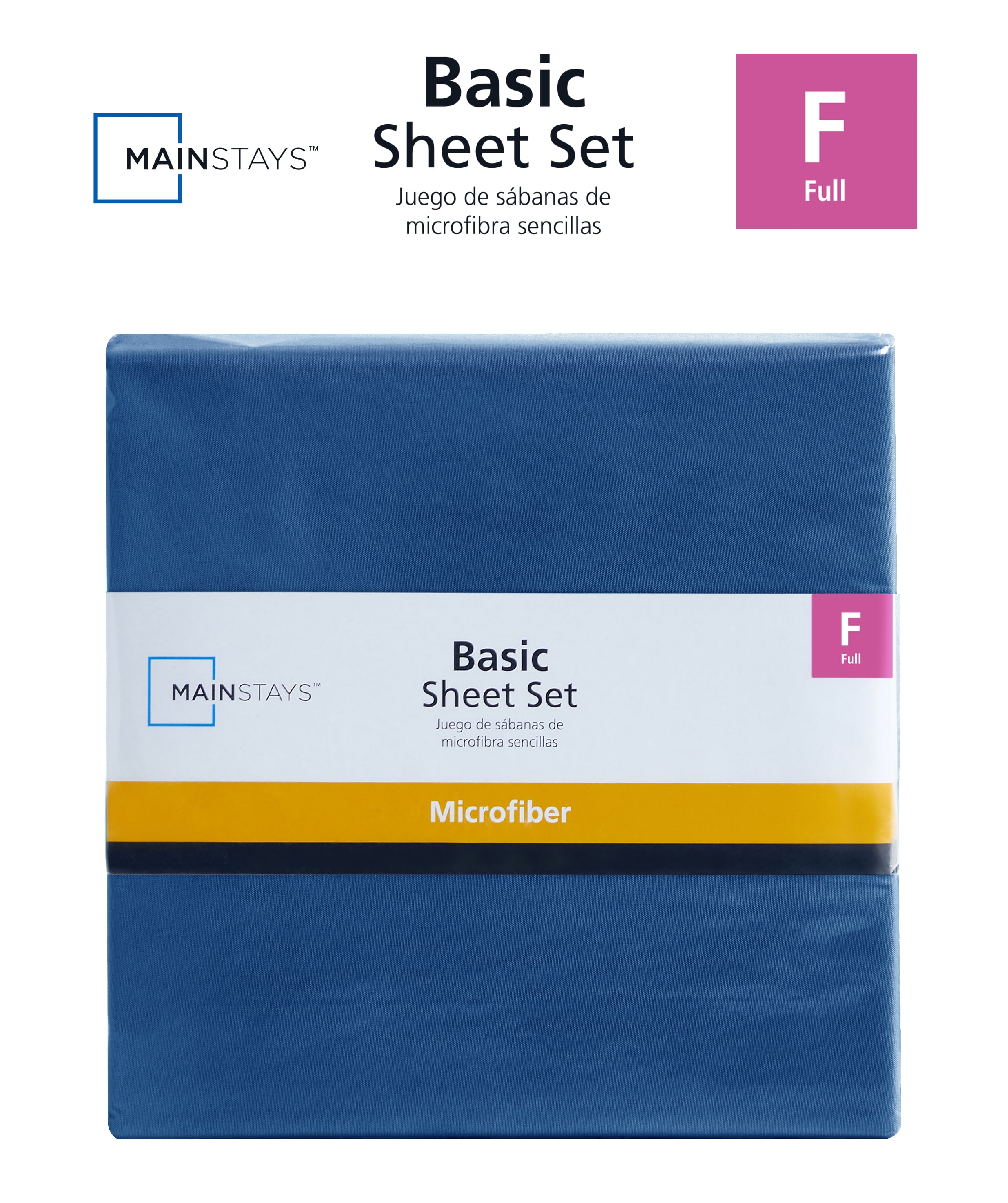 Mainstays Basic Value Microfiber Bed Sheet Set, Royal Blue, Full, 4 Piece