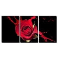 thumbnail image 2 of wall26 - 3 Piece Canvas Wall Art - Red Rose with Red Splashes on Black Background - Modern Home Art Stretched and Framed Ready to Hang - 16"x24"x3 Panels, 2 of 4