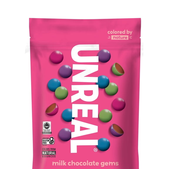 UNREAL Milk Chocolate Gems, Certified Fair Trade, Non-GMO, Made with Gluten Free Ingredients and Colors from Nature, No Sugar Alcohols or Soy, 6 Bags