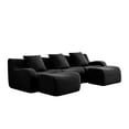 thumbnail image 4 of U-shaped Soft Teddy Fabric Boneless Sofa, Assembly Chaise, No Assembly Required Curved Armrest, Anti-Slip Design 32D High Density Sponge Streamlined Design, Fits Living Rooms Reading Nook (Black), 4 of 11