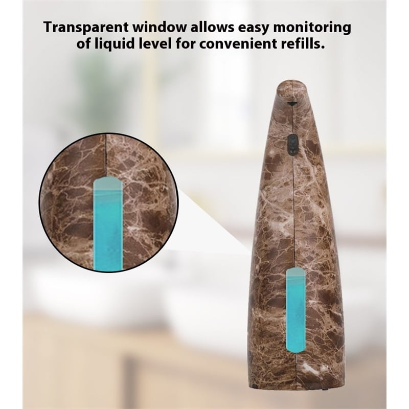 Touchless Soap Dispenser,Automatic Soap Dispenser, Auto Dish Soap Dispenser with Waterproof, Auto Sensor Liquid for Kitchen Bathroom Hotel Restaurant （Marble Brown ）