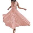 thumbnail image 2 of Women'S Summer Halter Dress Low Cut Sleeveless A Line Tulle Swing Corset Prom Formal Ball Gowns Pink S, 2 of 9