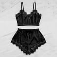 thumbnail image 2 of Elainilye Fashion Womens Pajama Set Tops Shorts Lace Bowknot Nightdress Camisole Pajamas Underwear Set Nightwear,Black, 2 of 5