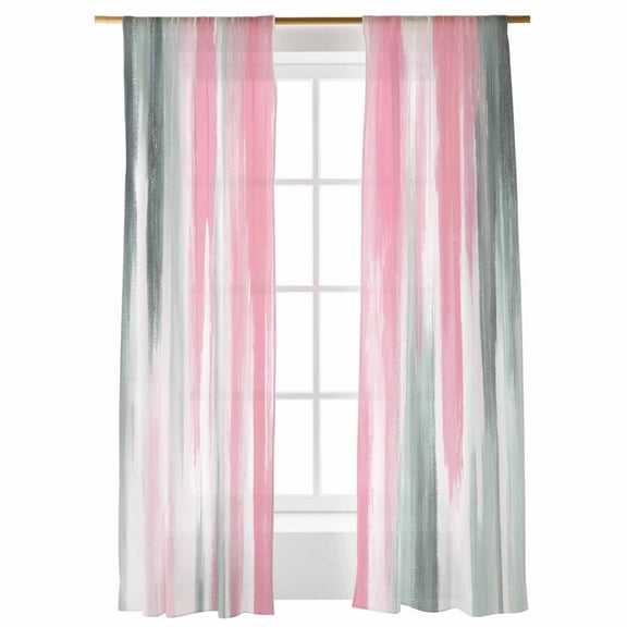 Sheer Curtains 84 inches Long, Abstract Grey Pink Mottled Gradient Texture Farmhouse Light Filtering Sheer Window Curtains Rod Pocket Voile Drapes for Bedroom Living Room, 52"W x 84"L 2 Panels