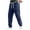 Navy, variant on Men's Drawstring Waist Flap Pocket Jogger Cargo Pants Carrot Denim Jeans with Pocket