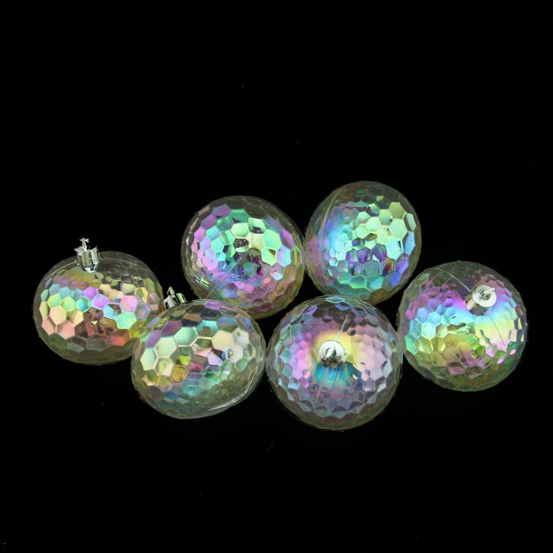 Northlight 6ct Iridescent Shatterproof Hammered Christmas Disco Ball