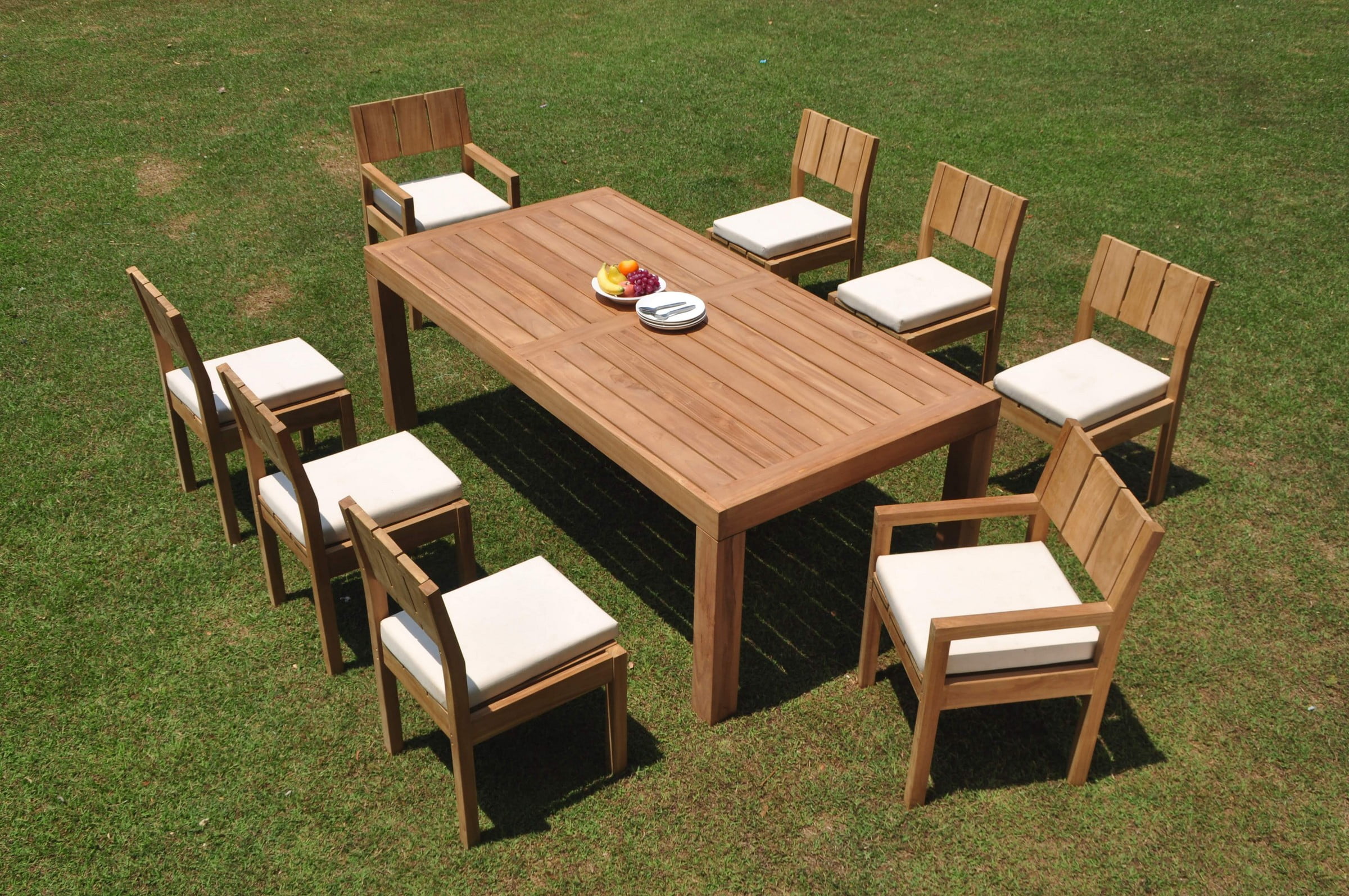 Grade-A Teak Dining Set: 8 Seater 9 Pc: 86" Canberra Rectangle Table ...
