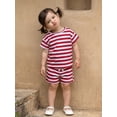 thumbnail image 4 of BemeyourBBs Toddler Baby Boy Girl Baby Summer Clothes Infant Baby Boy Girl 2 Piece Outfit Adorable Striped Short Sleeve T Shirt Tops with Shorts Set Homewear Loungwear, 4 of 9