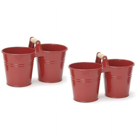 8122E XR S-2 Enameled Galvanized Double Planter - Set of 2