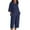 Navy, variant on dazeni Women's Linen 2 Piece Outfits Loose Casual Lounge Set with Side Slite Tunic Tops and Capris 3/4 Sleeve Pajamas Sets