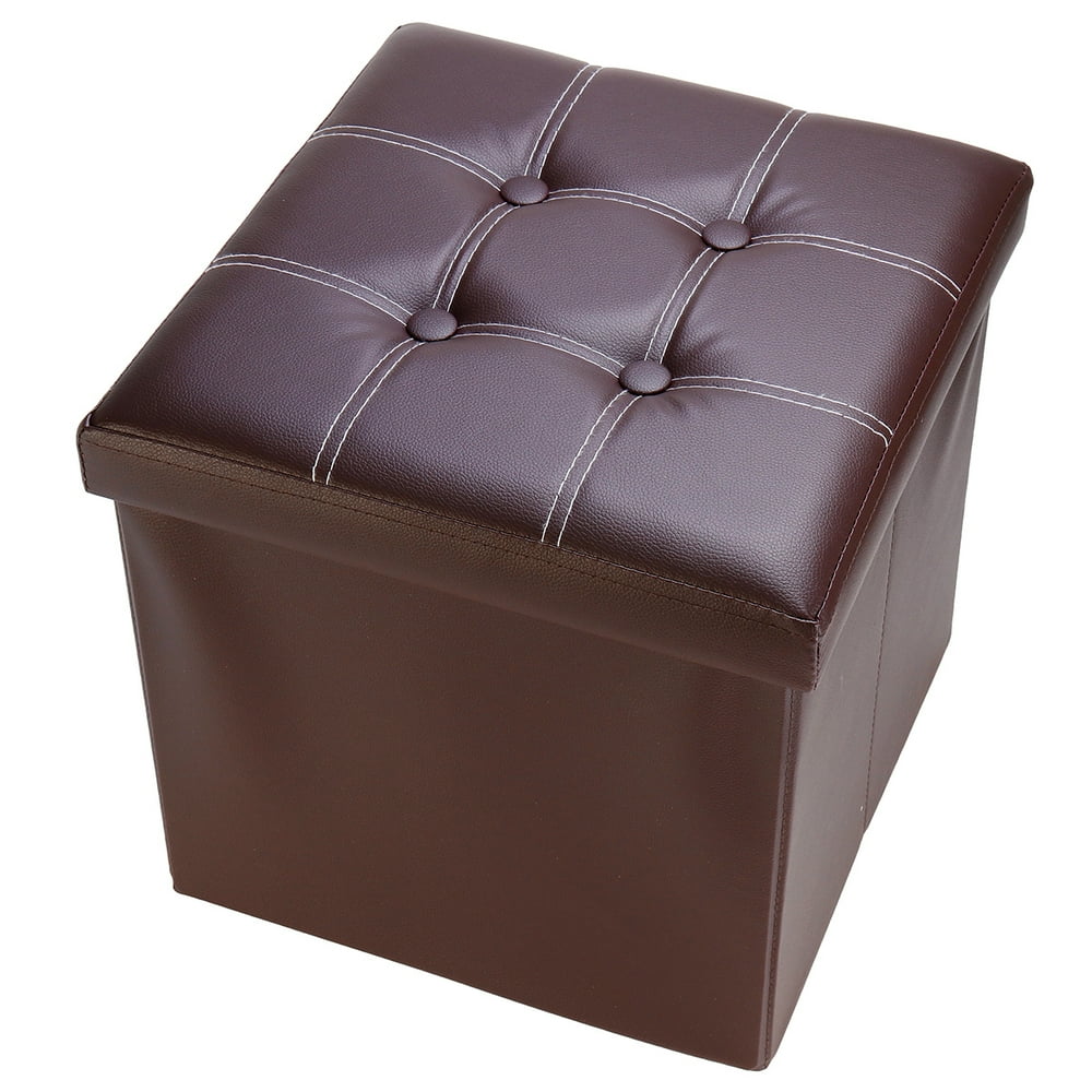 Faux Leather Folding Storage Ottoman Bench Box Lounge Seat Foot Stool
