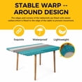 thumbnail image 4 of Turquoise Wood Grain Table Cloths for 4 Foot Rectangle Tables, Country Retro Wooden Plank Gray Patio Waterproof Elastic Fitted Tablecloths, Washable Rectangular Table Cover for Camping, 4 of 8