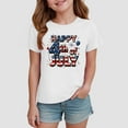 thumbnail image 2 of Gubotare Girls Fourth of July Shirt Girl's Crop Top Graphic Tee Summer Round Neck Short Sleeve T Shirts (White,Size 13-14 Years), 2 of 4