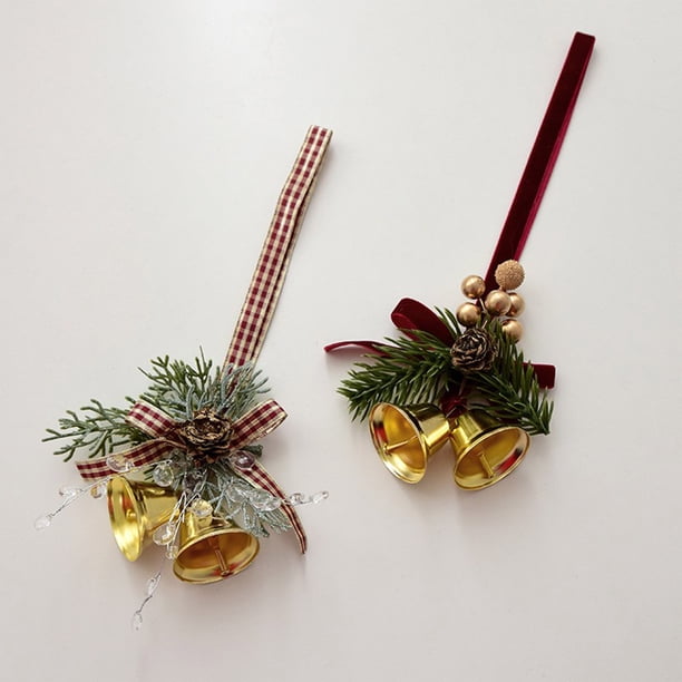 Xihbxyly Campanas Navideñas Colgantes, Diseño Festivo de Lazo Multicolor, Sonido de Tintineo Claro, Decoración Versátil para Árboles y Puertas, Decoración Navideña para El Hogar, Tamaño 23 X 11 Cm, J