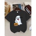 thumbnail image 1 of Girls' Pink Halloween T-Shirt with Cute & Jack-o'-Lantern Print - Cotton Soft Round Neck Short Sleeve Top for Trick--Treating, Parties & Casual attire - Spooky Casual outfit for Kids, 1 of 6