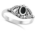 thumbnail image 4 of CHOOSE YOUR COLOR Celtic Heart Simulated Black Onyx Ring .925 Sterling Silver Band CZ Female Size 8, 4 of 4