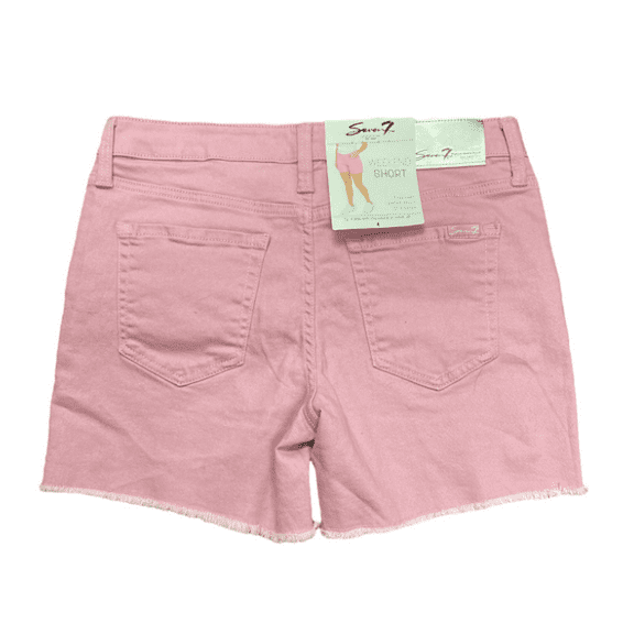 Seven7 Women's 5" Fray Hem Mid Rise Comfortable Denim Weekend Short (Pastel Lavender, 10)