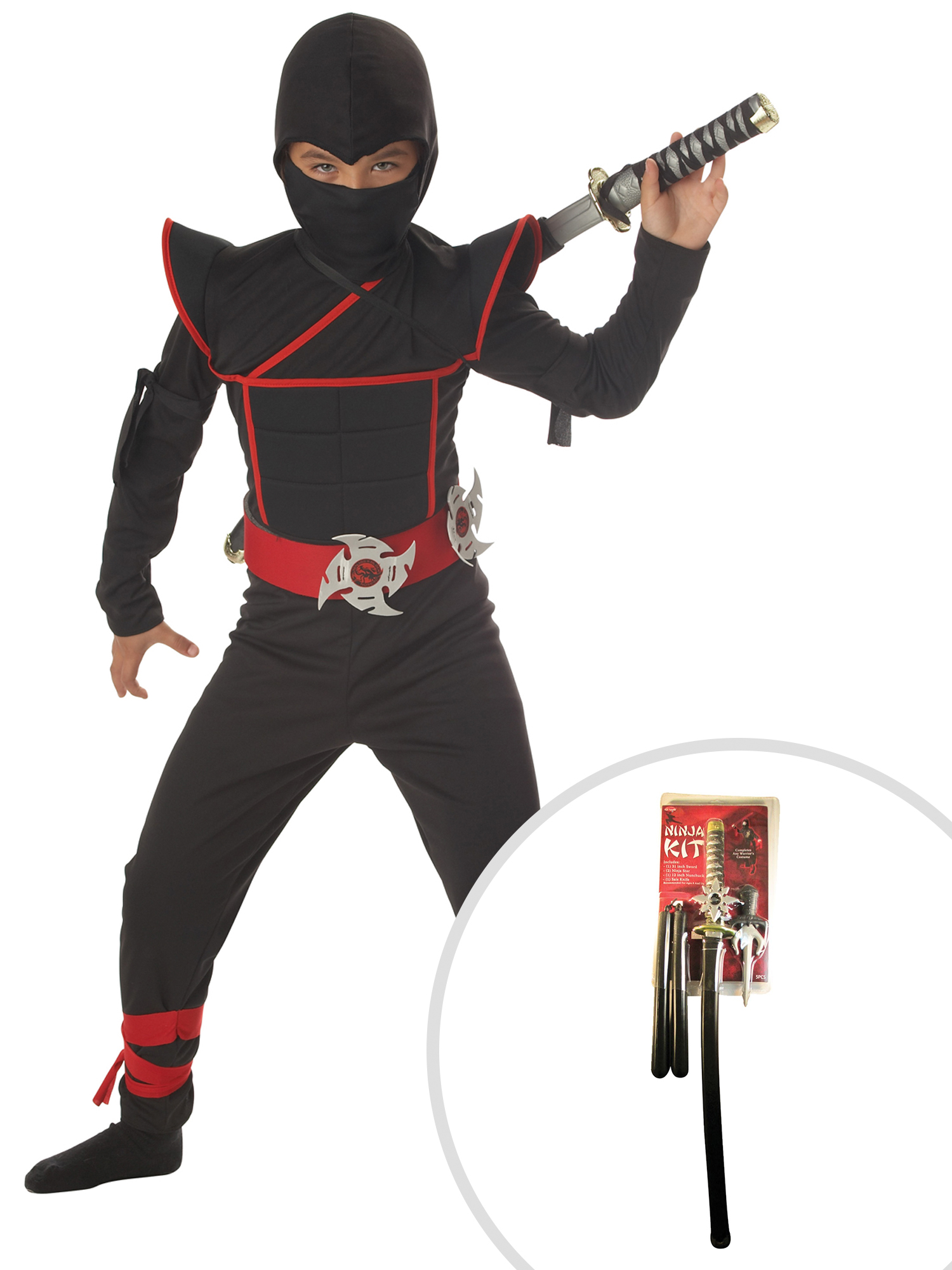 Stealth Ninja Boys Costume and Deluxe Ninja Weapon Set
