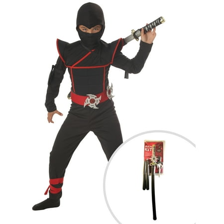 Stealth Ninja Boys Costume and Deluxe Ninja Weapon Set