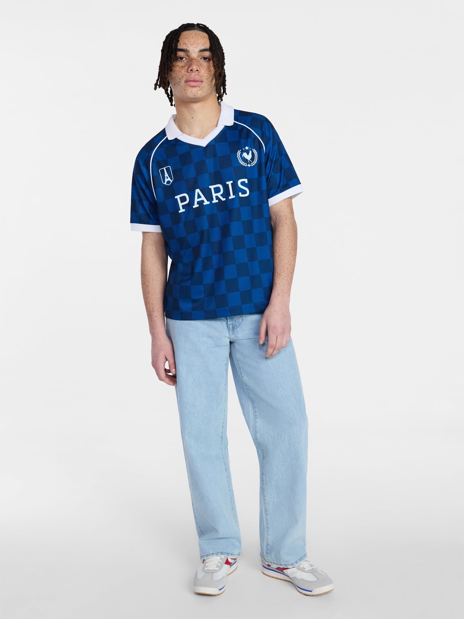 No Boundaries Soccer Jersey Mesh Tee with Short Sleeves, Men's XS-4XLT
