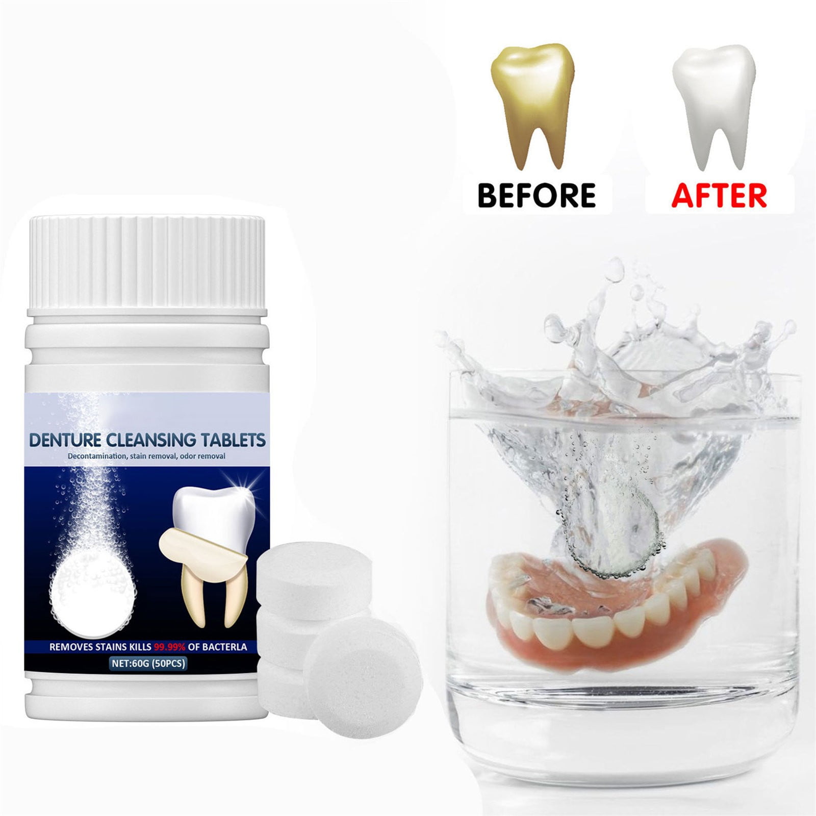 50pcs Denture Cleaning Tablet Denture Orthodonticss Invisibles Braces