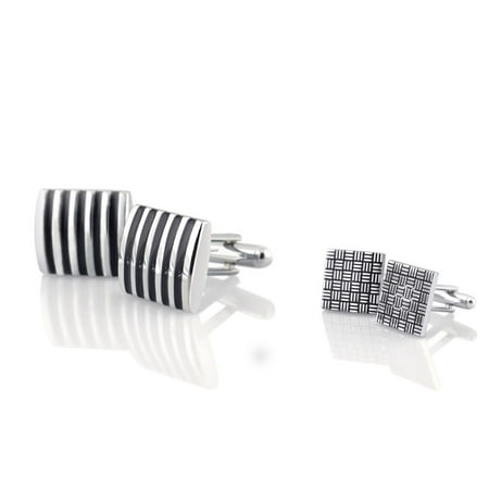 Zodaca 2 Pairs High Quality Classic Cufflinks Cuff Links Silver Formal Shirt Square