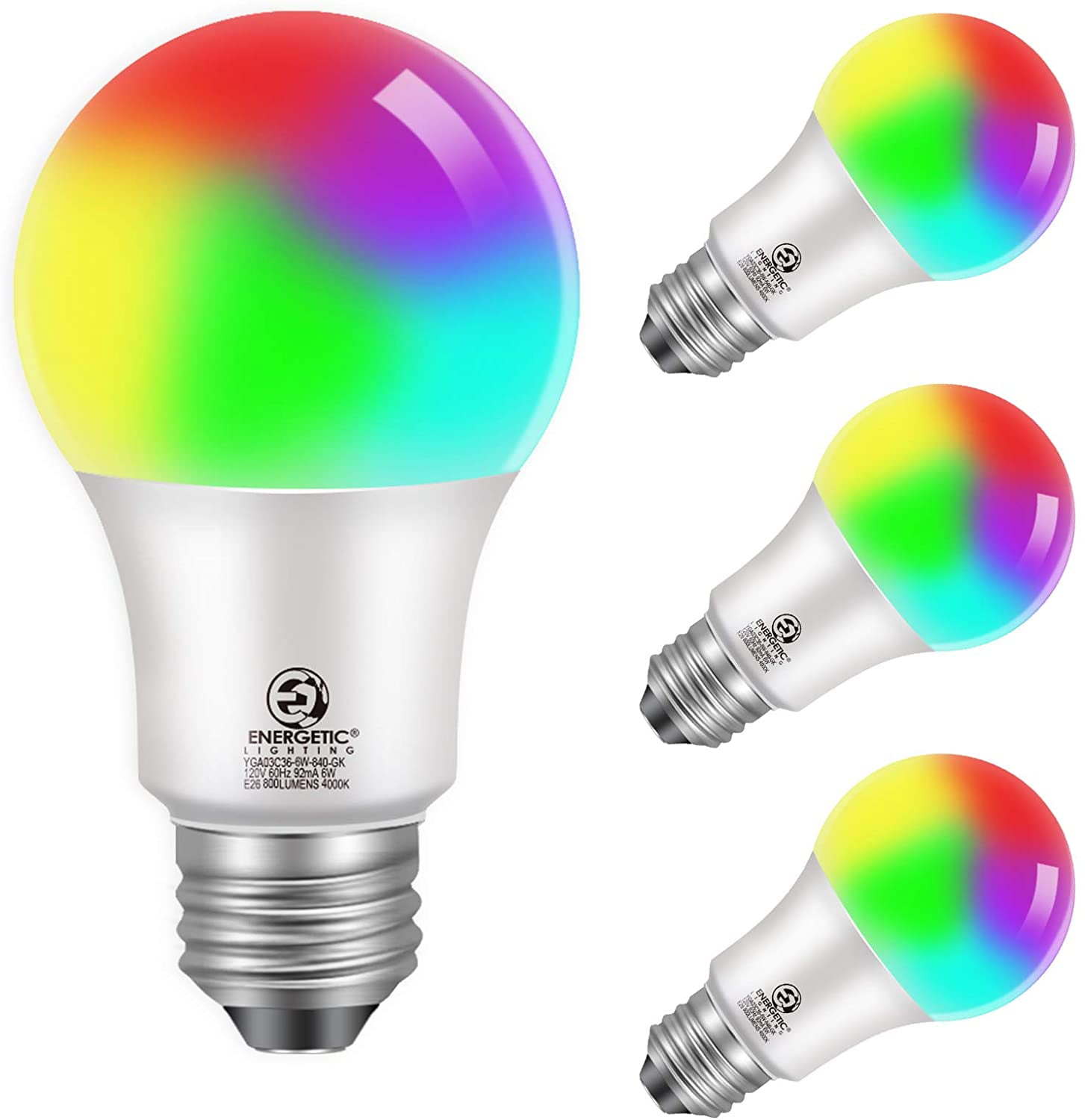 ENERGETIC Smart A19 Bluetooth LED Light Bulb, Color Changing, Tunable