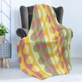thumbnail image 4 of Abstract Soft Flannel Fleece Throw Blanket, Retro Textured Circle Geometric Shapes over Striped Grid Background Soft Design, Cozy Plush for Indoor and Outdoor Use, 50" x 70", Multicolor, by Ambesonne, 4 of 5