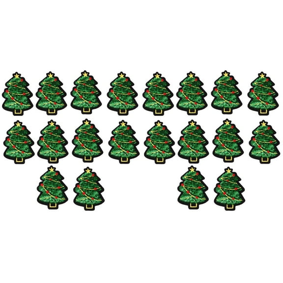 20 pcs Adorable Sequins Christmas Tree Embroidery Iron on Embroidery Patches