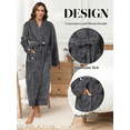 thumbnail image 6 of Robes for Women, LOFIR Long Womens Robes, Soft Fluffy Fleece Bath Robe with Front Pocket, Winter Warm Plush Lapel Women's Robes, Adjustable Belt, Grey, S/M, 6 of 8