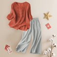 thumbnail image 6 of LEKODE 2 Piece Sets for Women Summer Linen Short Sets for Women Matching Sets Women Clothing Summer Work Outfits for Women Tank Crop Top Wide Leg Pants Set Watermelon Red 3xl, 6 of 9